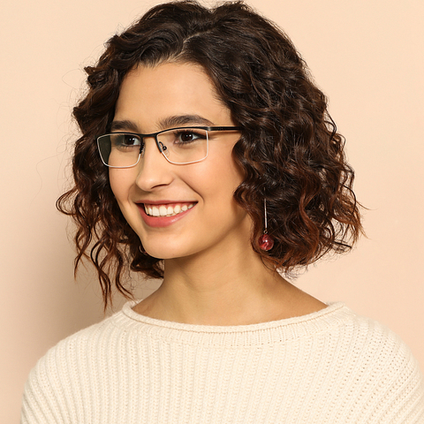 Lenskart Air Online Light Gray Half Rim Rectangle left side