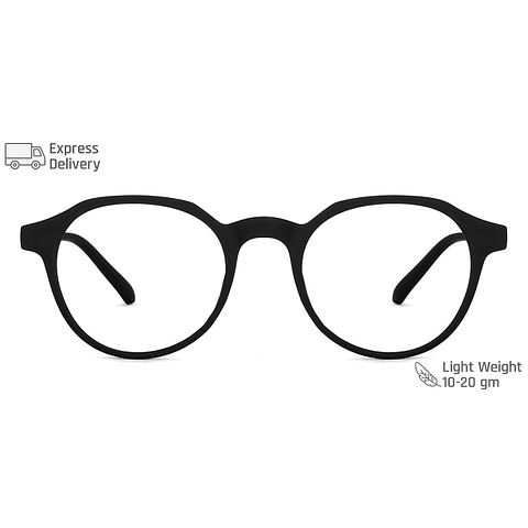 Lenskart BLU Screen Glasses Blue Block Zero Power Screen Glasses: Black Full Rim Round Lenskart Blu LB E14060-C1 left side