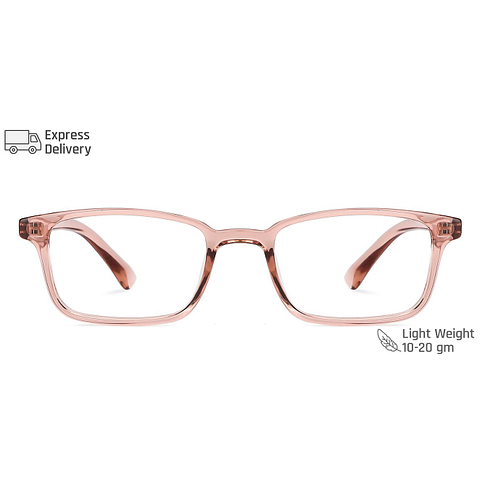 Lenskart BLU Screen Glasses Blue Block Zero Power Screen Glasses: Pink Transparent Full Rim Rectangle Lenskart BLU LB E14065-C3 left side