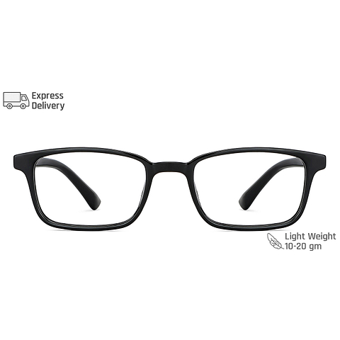 Lenskart BLU Screen Glasses Blue Block Zero Power Screen Glasses: Black Full Rim Rectangle Lenskart BLU LB E14065-C4 left side
