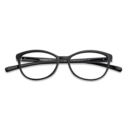 Lenskart BLU Screen Glasses Blue Block Zero Power Screen Glasses: Black Full Rim Cat Eye Lenskart BLU LB E14069-C4 left side
