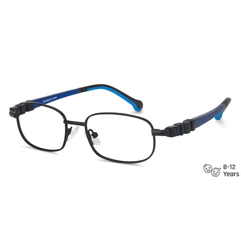 Lenskart Junior Computer Glasses Blue-Block Kids Computer Glasses: Black Blue Full Rim Rectangle Kids  8-12 yrs  Lenskart Junior LKJ E10012CE-C1 left side