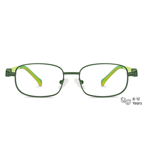 Lenskart Junior Computer Glasses Blue-Block Kids Computer Glasses: Green Full Rim Rectangle Kids  8-12 yrs  Lenskart Junior LKJ E10012CE-C3 left side