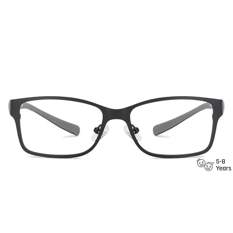 Lenskart Junior Computer Glasses Blue-Block Kids Computer Glasses: Black Grey Full Rim Rectangle Kids  5-8 yrs  Lenskart Junior LKJ E10008CE-C2 left side