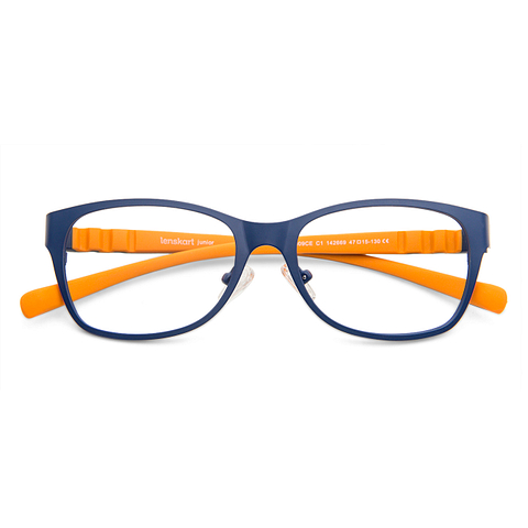 Hooper Screen Glasses Blue-Block Kids Computer Glasses: Blue Orange Full Rim Rectangle Kids  5-8 yrs  Lenskart Junior LKJ E10009CE-C1 right side