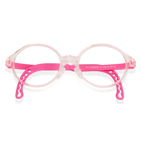 Hooper Screen Glasses Blue-Block Kids Computer Glasses: Pink Transparent Full Rim Round Kid  2-5 yrs  Lenskart Junior LKJ E10063CE-C2 left side