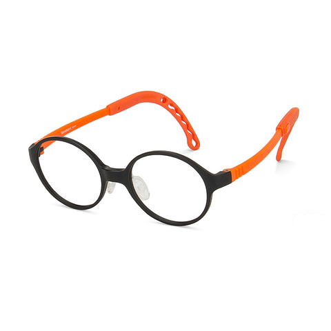 Hooper Screen Glasses Blue-Block Kids Computer Glasses: Matte Black Orange Full Rim Round Kid  2-5 yrs  Lenskart Junior LKJ E10063CE-C4 right side