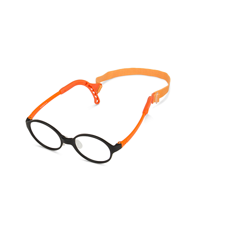Hooper Screen Glasses Blue-Block Kids Computer Glasses: Matte Black Orange Full Rim Round Kid  2-5 yrs  Lenskart Junior LKJ E10063CE-C4 left side