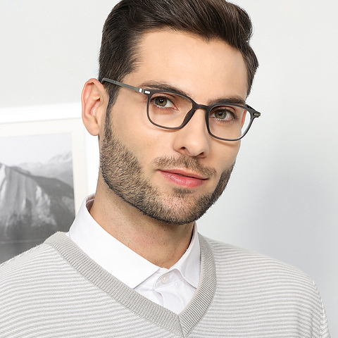 Lenskart Air Online Grey Transparent Full Rim Square left side