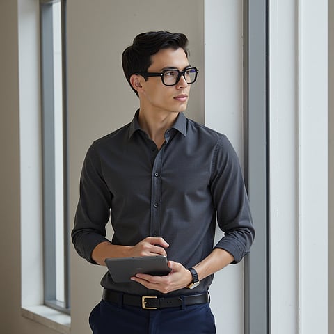 Lenskart STUDIO Black Full Rim Geometric left side