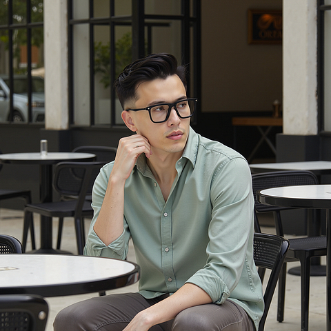 Lenskart STUDIO Black Full Rim Geometric left side