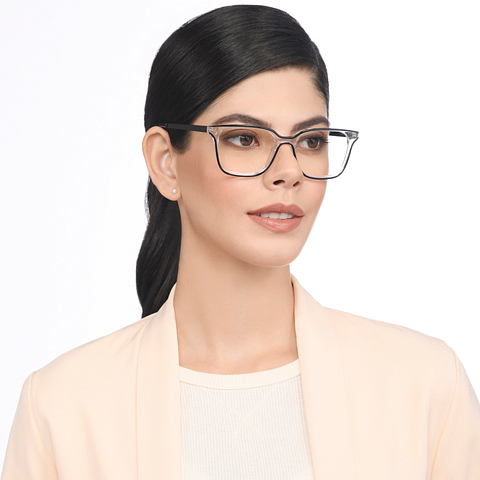 Lenskart STUDIO Black Transparent Full Rim Square left side