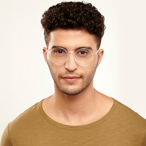 Lenskart BLU Screen Glasses Blue Block Zero Power Screen Glasses : Transparent Full Rim Round Lenskart BLU LB E14059-C4 right side