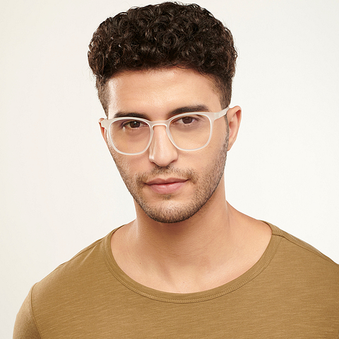 Lenskart BLU Screen Glasses Blue Block Zero Power Screen Glasses:  White Full Rim Square Lenskart BLU LB E14058-C6 right side