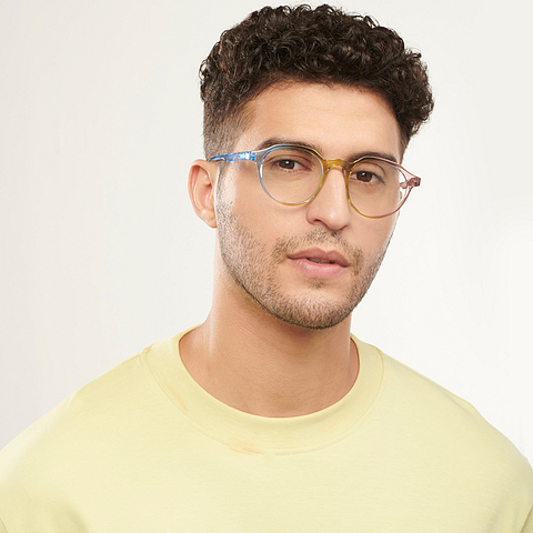 Lenskart BLU Screen Glasses Blue Block Zero Power Screen Glasses: Blue Green Pink Blue Pink Full Rim Round Lenskart Blu Glasses LB E14060-C5 right side