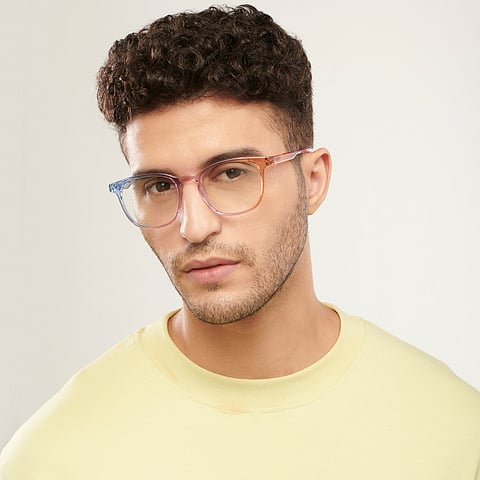Lenskart BLU Screen Glasses Blue Block Zero Power Screen Glasses: Blue Pink Brown Full Rim Square Lenskart Blu LB E14058-C8 right side