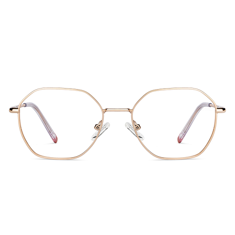 Lenskart BLU Screen Glasses Blue Block Zero Power Screen Glasses: Gold Full Rim Geometric Lenskart Blu LB E14522-C4 left side