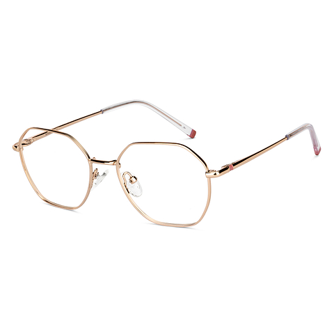 Lenskart BLU Screen Glasses Blue Block Zero Power Screen Glasses: Gold Full Rim Geometric Lenskart Blu LB E14522-C4 right side
