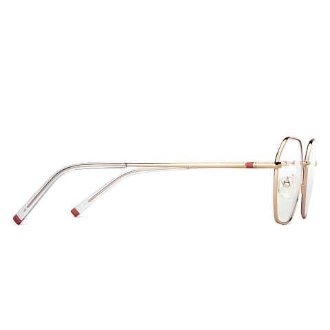 Lenskart BLU Screen Glasses Blue Block Zero Power Screen Glasses: Gold Full Rim Geometric Lenskart Blu LB E14522-C4 left side