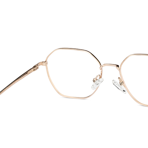 Lenskart BLU Screen Glasses Blue Block Zero Power Screen Glasses: Gold Full Rim Geometric Lenskart Blu LB E14522-C4 right side