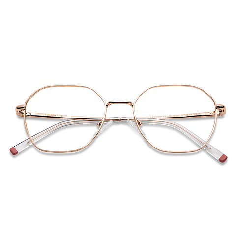 Lenskart BLU Screen Glasses Blue Block Zero Power Screen Glasses: Gold Full Rim Geometric Lenskart Blu LB E14522-C4 left side
