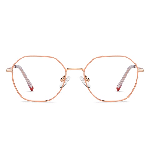 Lenskart BLU Screen Glasses Blue Block Zero Power Screen Glasses: Gold Pink Full Rim Geometric Lenskart Blu LB E14522-C2 right side