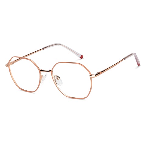 Lenskart BLU Screen Glasses Blue Block Zero Power Screen Glasses: Gold Pink Full Rim Geometric Lenskart Blu LB E14522-C2 right side