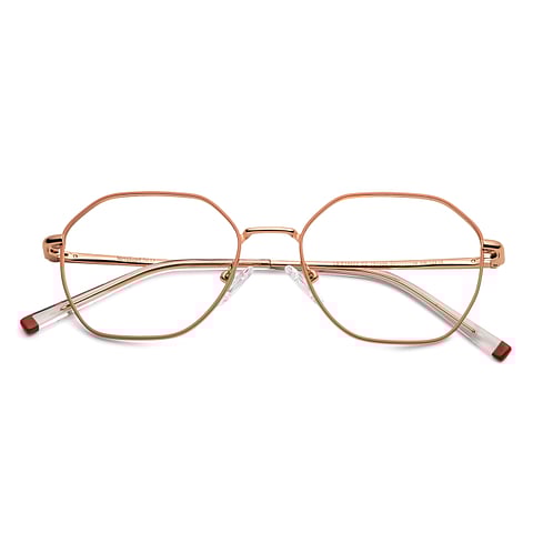 Lenskart BLU Screen Glasses Blue Block Zero Power Screen Glasses: Gold Pink Full Rim Geometric Lenskart Blu LB E14522-C2 left side