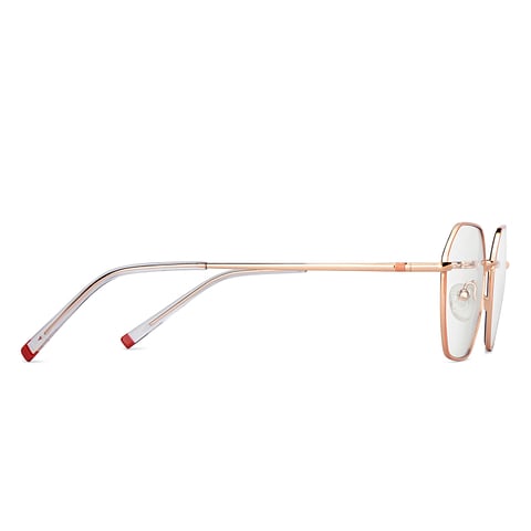 Lenskart BLU Screen Glasses Blue Block Zero Power Screen Glasses: Gold Pink Full Rim Geometric Lenskart Blu LB E14522-C2 left side