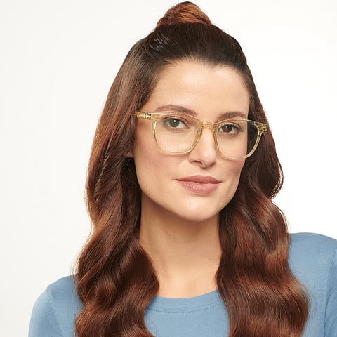 Lenskart BLU Screen Glasses Blue Block Zero Power Screen Glasses : Green Transparent Green Full Rim Square Lenskart Blu LB E14058-C12 right side