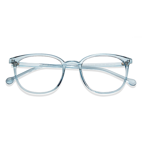Lenskart BLU Screen Glasses Blue Block Phone Computer Glasses: Blue Transparent Full Rim Geometric Lenskart Blu LB E16226-C2 left side Lenskart BLU Screen Glasses Blue Block Phone Computer Glasses: Blue Transparent Full Rim Geometric Lenskart Blu LB E16226-C2 left side