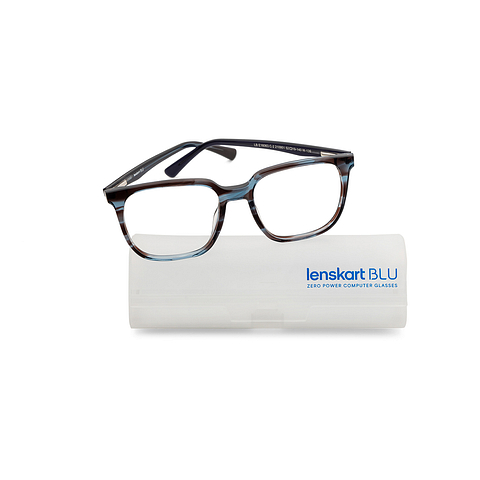 Lenskart BLU Screen Glasses Blue Block Phone Computer Glasses: Tortoise Blue Full Rim Square Lenskart Blu LB E16063-C2 right side Lenskart BLU Screen Glasses Blue Block Phone Computer Glasses: Tortoise Blue Full Rim Square Lenskart Blu LB E16063-C2 right side