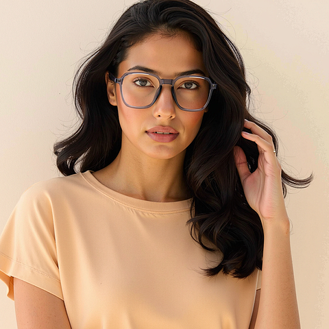 Lenskart Air Gray Transparent Full Rim Square left side