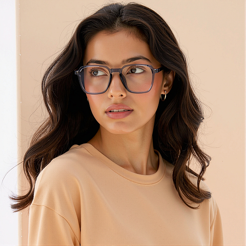 Lenskart Air Gray Transparent Full Rim Square right side