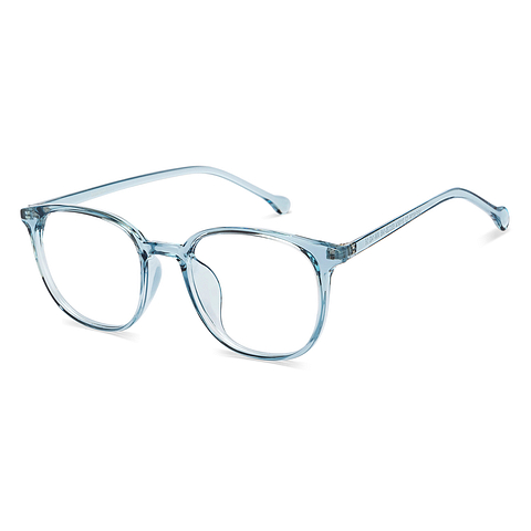 Lenskart BLU Screen Glasses Blue Block Phone Computer Glasses: Blue Transparent Full Rim Geometric Lenskart Blu LB E16226-C2 left side Lenskart BLU Screen Glasses Blue Block Phone Computer Glasses: Blue Transparent Full Rim Geometric Lenskart Blu LB E16226-C2 left side