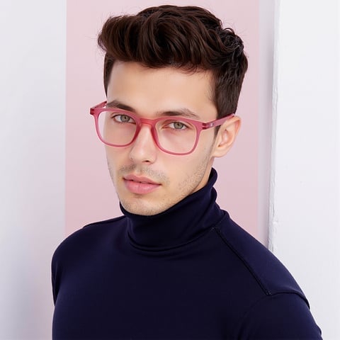 Lenskart Hustlr Screen Glasses Blue Block Zero Power Screen Glasses : Flamingo Full Rim Square Lenskart HUSTLR LB E14058-W C50 left side