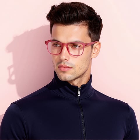 Lenskart Hustlr Screen Glasses Blue Block Zero Power Screen Glasses : Flamingo Full Rim Square Lenskart HUSTLR LB E14058-W C50 right side