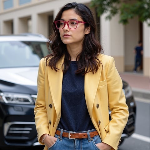 Lenskart Hustlr Screen Glasses Blue Block Zero Power Screen Glasses : Flamingo Full Rim Square Lenskart HUSTLR LB E14058-W C50 left side