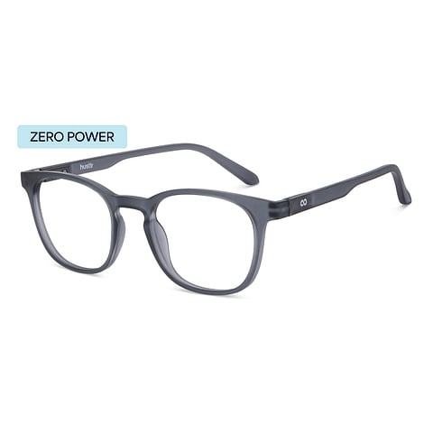 Lenskart Hustlr Screen Glasses Blue Block Zero Power Screen Glasses : Grey Full Rim Square Lenskart HUSTLR LB E14058-W C39 left side