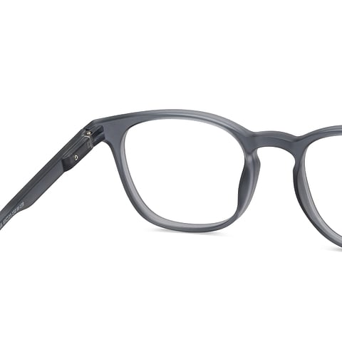 Lenskart Hustlr Screen Glasses Blue Block Zero Power Screen Glasses : Grey Full Rim Square Lenskart HUSTLR LB E14058-W C39 right side