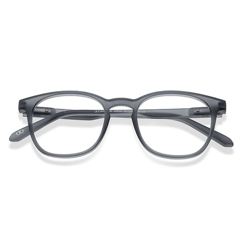 Lenskart Hustlr Screen Glasses Blue Block Zero Power Screen Glasses : Grey Full Rim Square Lenskart HUSTLR LB E14058-W C39 left side