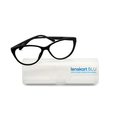 Lenskart BLU Screen Glasses Blue Block Zero Power Screen Glasses: Black Full Rim Cat Eye Lenskart Blu LB E15378-C1 right side