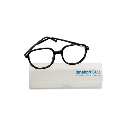 Lenskart BLU Screen Glasses Blue Block Screen Glasses: Black Full Rim Geometric Lenskart Blu-C3 LB E16059 right side