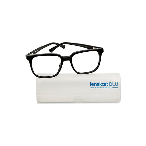 Lenskart BLU Screen Glasses Blue Block Screen Glasses: Black Full Rim Square Lenskart Blu-C1 LB E16063 right side Lenskart BLU Screen Glasses Blue Block Screen Glasses: Black Full Rim Square Lenskart Blu-C1 LB E16063 right side