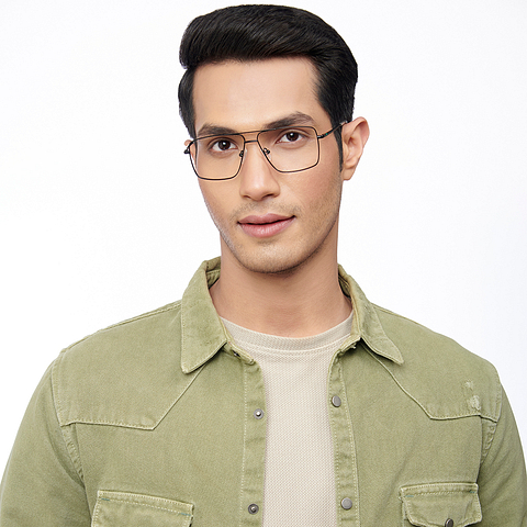 Lenskart BLU Screen Glasses Blue Block Zero Power Screen Glasses: Black Transparent Full Rim Aviator Lenskart Blu LB E14484-C2 right side