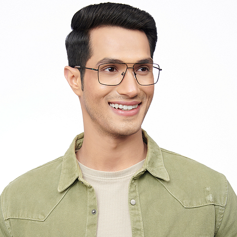 Lenskart BLU Screen Glasses Blue Block Zero Power Screen Glasses: Black Transparent Full Rim Aviator Lenskart Blu LB E14484-C2 left side