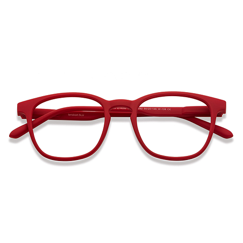 Lenskart Hustlr Screen Glasses Blue Block Zero Power Screen Glasses : Monza Red Full Rim Square Lenskart HUSTLR LB E14058-W C16 left side