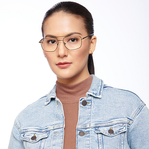 Lenskart BLU Screen Glasses Blue Block Zero Power Screen Glasses: Green Transparent Full Rim Aviator Lenskart Blu LB E14485-C3 right side