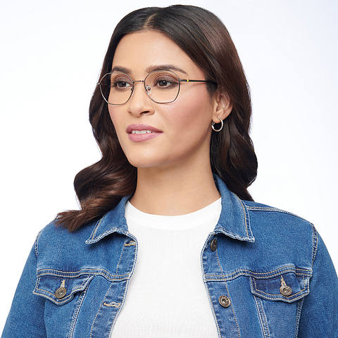 Lenskart BLU Screen Glasses Blue Block Zero Power Screen Glasses: Gunmetal Full Rim Geometric Lenskart Blu LB E14522-C3 left side