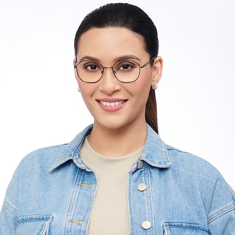 Lenskart BLU Screen Glasses Blue Block Zero Power Screen Glasses: Gunmetal Transparent Full Rim Geometric Lenskart BLU LB E14522-C1 right side